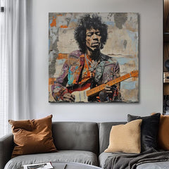 Πίνακας ζωγραφικής Jimi Hendrix - Ποίηση με κιθάρα | 100% πρωτότυπος πίνακας με ακρυλικά