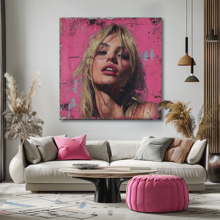 Η εικόνα Blonde beauty - Pink barbie | φινιρισμένο στο χέρι του καλλιτέχνη