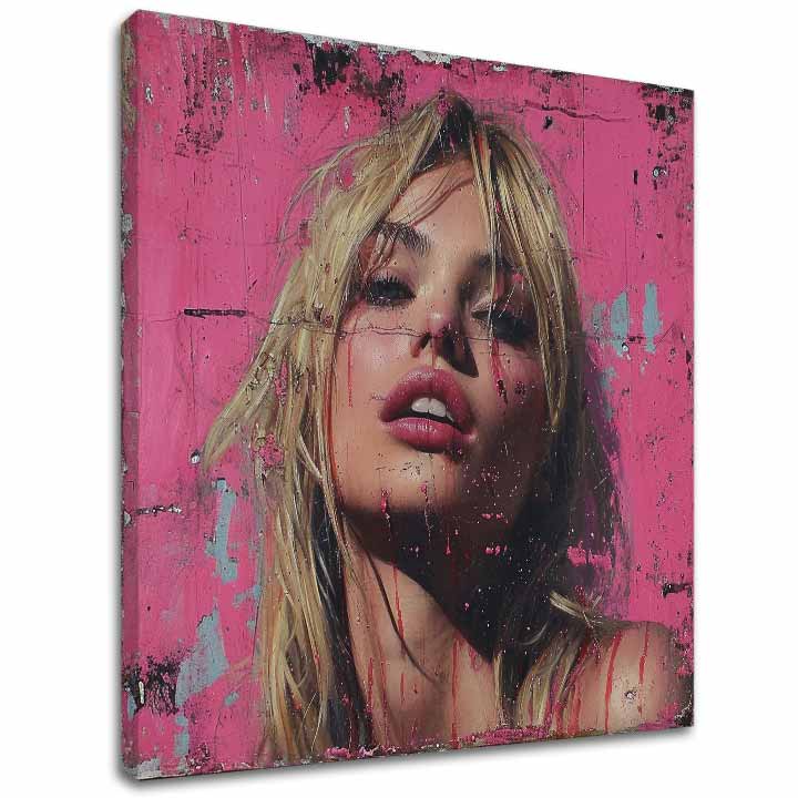 Ζωγραφική Ξανθιά Ομορφιά - Ροζ Barbie | 100% πρωτότυπος πίνακας με ακρυλικά