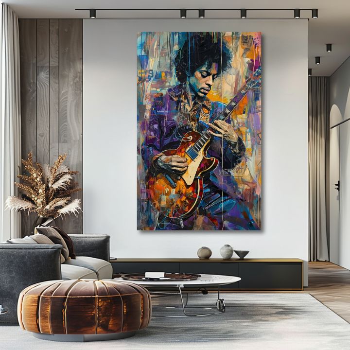 Εικόνα JIMI HENDRIX - Κιθάρα στη φωτιά | 100% πρωτότυπο ακρυλικό ζωγραφισμένο