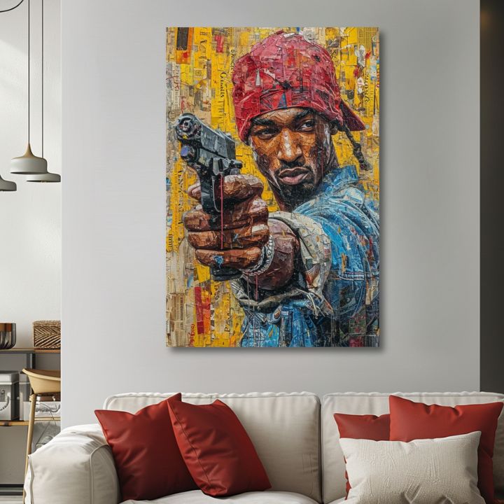 Tupac Shakur - Πίνακας με τον Rap Gangster | 100% πρωτότυπος πίνακας με ακρυλικά