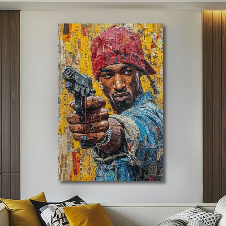 Tupac Shakur - Πίνακας με τον Rap Gangster | 100% πρωτότυπος πίνακας με ακρυλικά