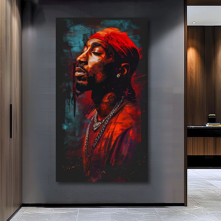 Εικόνα TUPAC SHAKUR - Εικόνα πίσω από το μικρόφωνο | φινιρισμένο στο χέρι του καλλιτέχνη