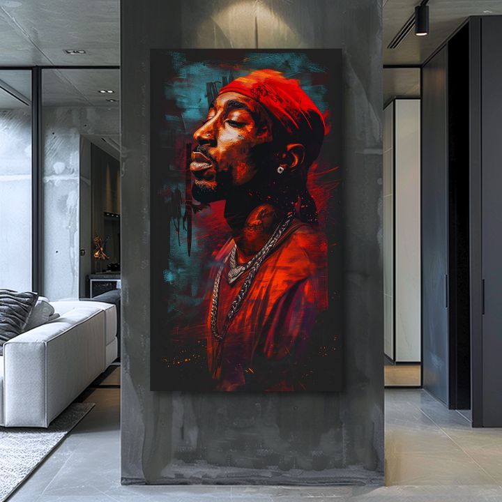 Εικόνα TUPAC SHAKUR - Εικόνα πίσω από το μικρόφωνο | 100% πρωτότυπο ακρυλικό ζωγραφισμένο