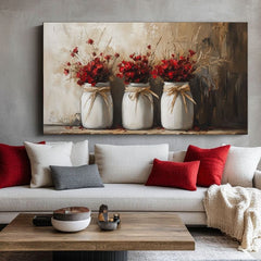 Ρουστίκ ζωγραφική | Άγρια λουλούδια σε βάζο | 100% αυθεντική ακρυλική ζωγραφική