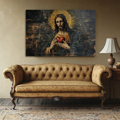 Sacred Heart of Jesus | Ζωγραφισμένο με ακρυλικό και φύλλα χρυσού