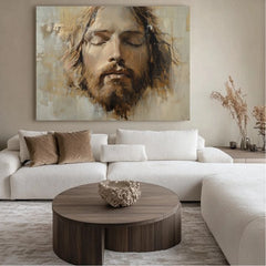 Ο Ιησούς Χριστός στην προσευχή | Ζωγραφισμένο με ακρυλικό και φύλλα χρυσού