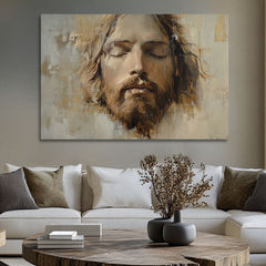 Ο Ιησούς Χριστός στην προσευχή | Ζωγραφισμένο με ακρυλικό και φύλλα χρυσού