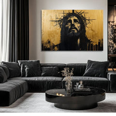 Suffering Jesus | Ζωγραφισμένο με ακρυλικό και φύλλα χρυσού