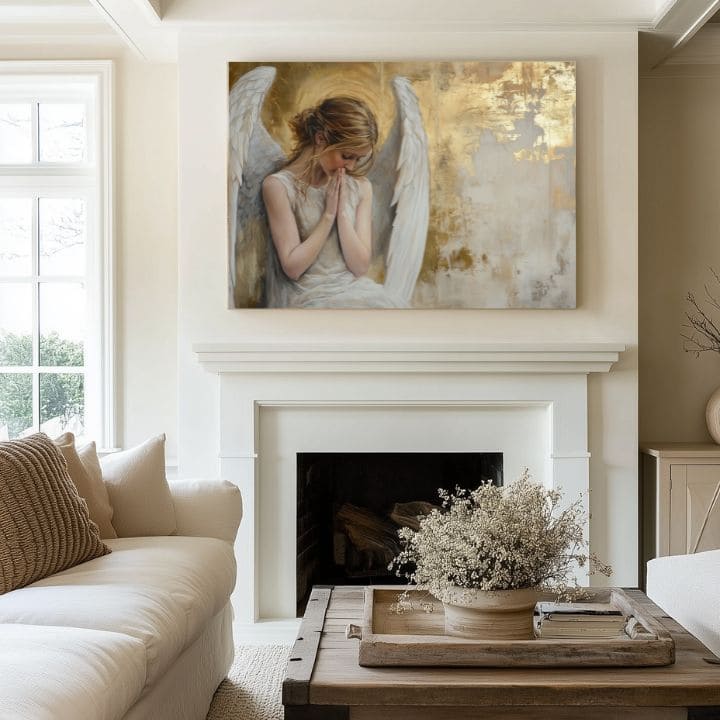 Πίνακες ζωγραφικής των αγγέλων Golden Room | 100% πρωτότυπο ακρυλικό ζωγραφισμένο