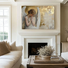 Πίνακες ζωγραφικής των αγγέλων Golden Room | 100% πρωτότυπο ακρυλικό ζωγραφισμένο