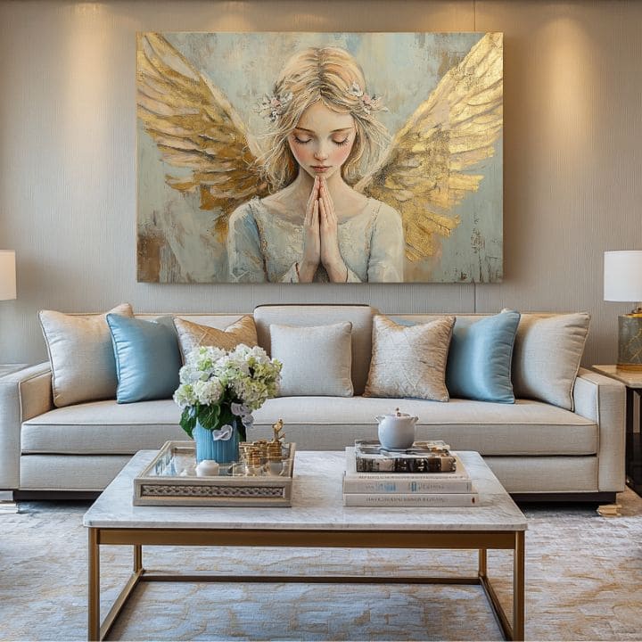 Πίνακες ζωγραφικής των αγγέλων Πρωινή Προσευχή | 100% πρωτότυπο ακρυλικό ζωγραφισμένο