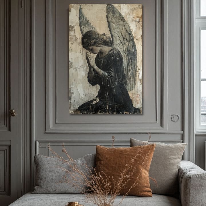 Πίνακες ζωγραφικής των αγγέλων Σιωπηλή προσευχή | 100% πρωτότυπο ακρυλικό ζωγραφισμένο