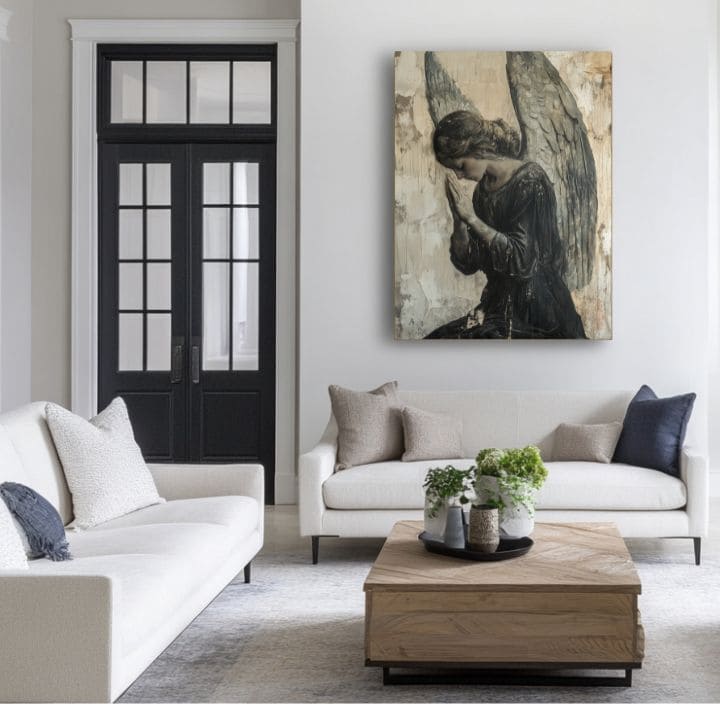 Πίνακες ζωγραφικής των αγγέλων Σιωπηλή προσευχή | 100% πρωτότυπο ακρυλικό ζωγραφισμένο