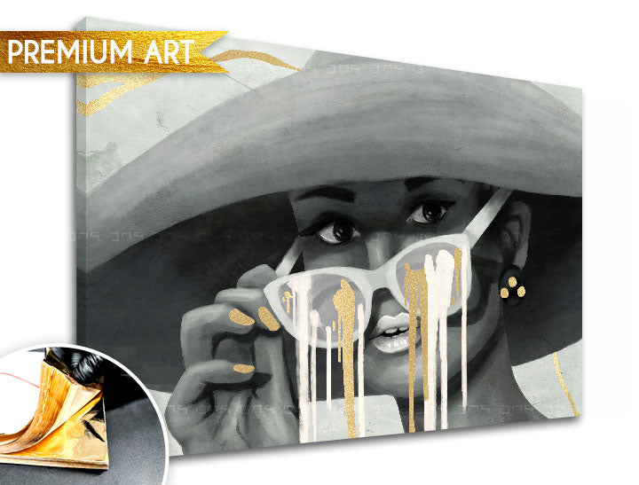 Πίνακες σε καμβά PREMIUM ART | Μια γυναίκα με καπέλο - εικόνα 2