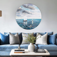 Στρογγυλές ζωγραφιές με ακρυλικό Γαλάζιοι ορίζοντες | διαφορετικές διαστάσεις