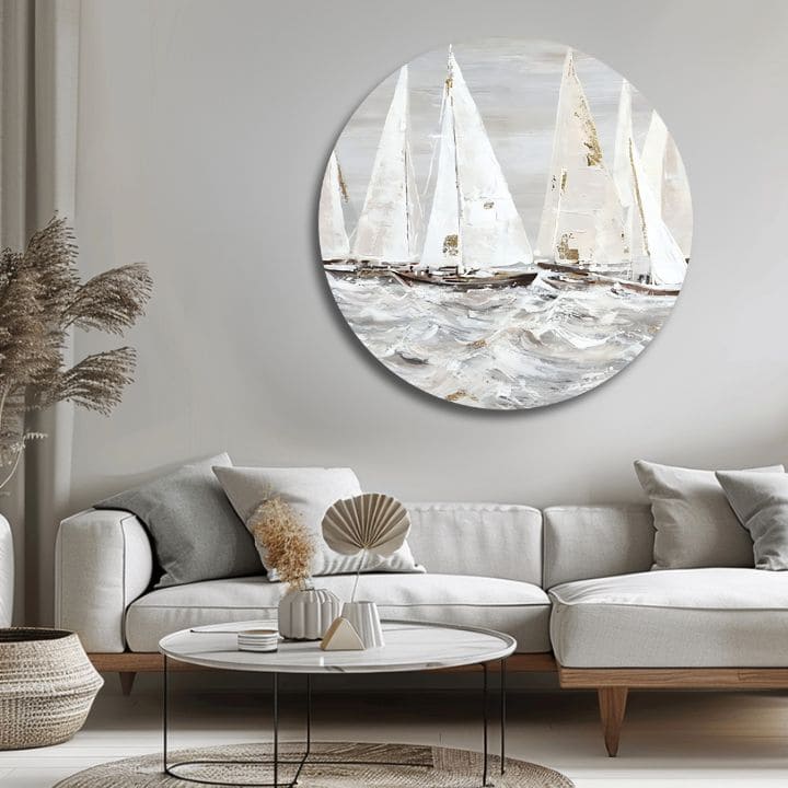 Στρογγυλή ζωγραφισμένη εικόνα Πρωί στον ωκεανό | διαφορετικές διαστάσεις