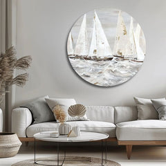 Στρογγυλή ζωγραφισμένη εικόνα Πρωί στον ωκεανό | διαφορετικές διαστάσεις