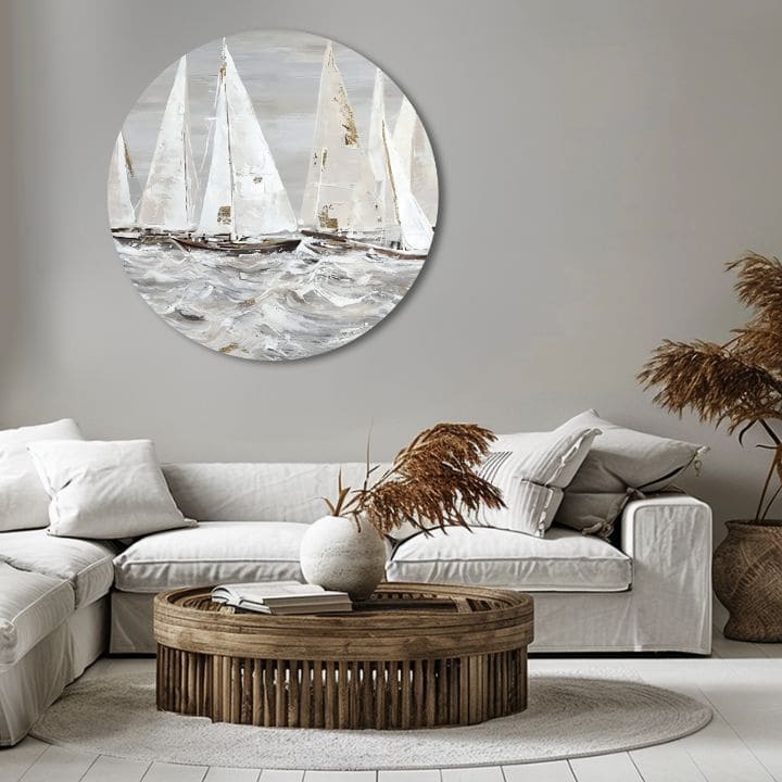 Στρογγυλή ζωγραφισμένη εικόνα Πρωί στον ωκεανό | διαφορετικές διαστάσεις
