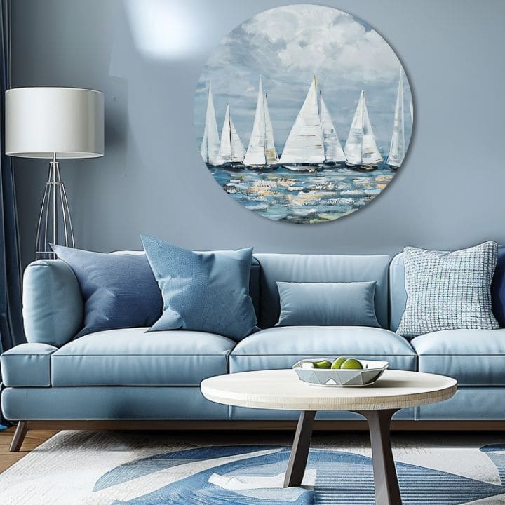 Στρογγυλή ζωγραφισμένη εικόνα Χαλάρωση στη θάλασσα | διαφορετικές διαστάσεις