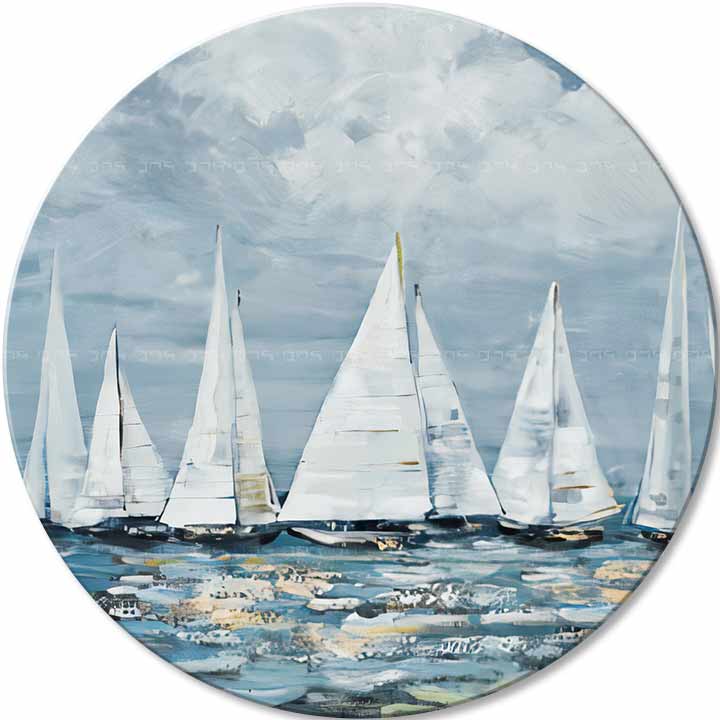 Στρογγυλή ζωγραφισμένη εικόνα Χαλάρωση στη θάλασσα | διαφορετικές διαστάσεις