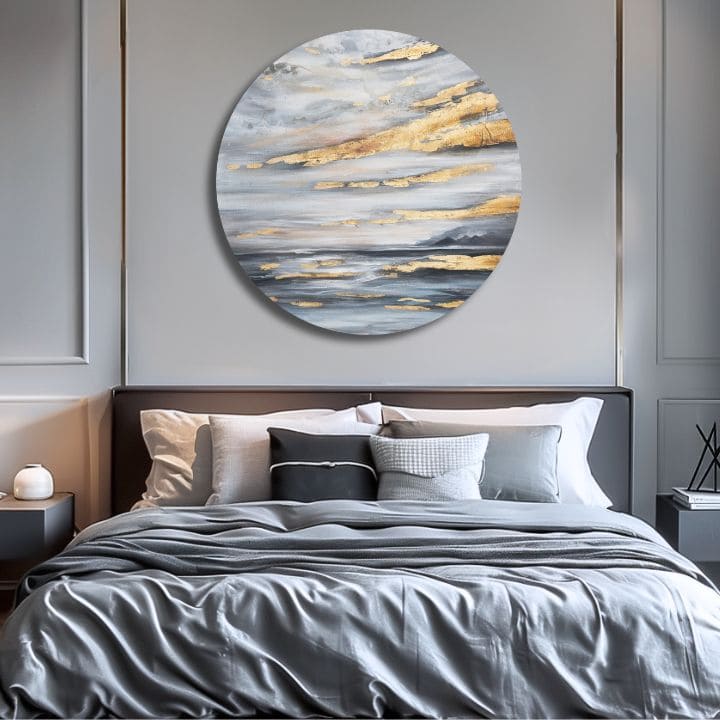 Στρογγυλή ζωγραφισμένη ζωγραφική Golden Sky | διαφορετικές διαστάσεις
