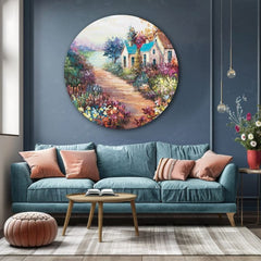 Στρογγυλή ζωγραφισμένη εικόνα του σπιτιού της γιαγιάς | διαφορετικές διαστάσεις