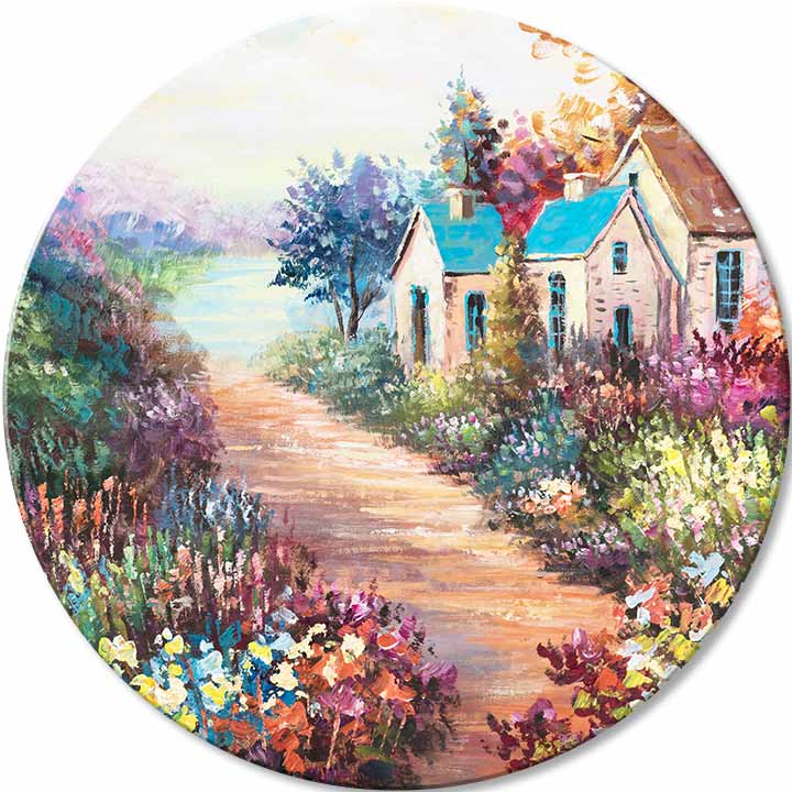 Στρογγυλή ζωγραφισμένη εικόνα του σπιτιού της γιαγιάς | διαφορετικές διαστάσεις