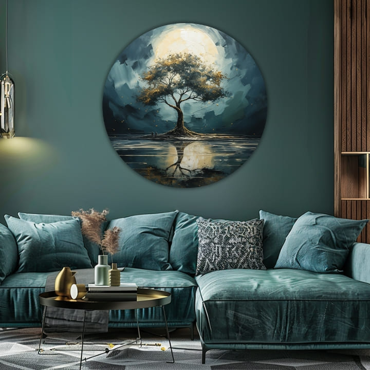 Στρογγυλές ζωγραφιές με ακρυλικό Αντικατοπτρισμοί της φύσης | διαφορετικές διαστάσεις