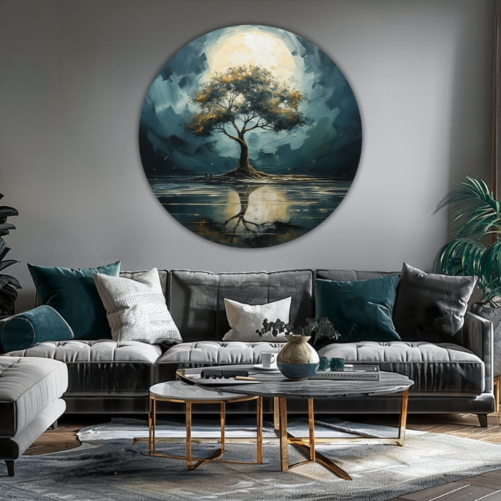 Στρογγυλές ζωγραφιές με ακρυλικό Αντικατοπτρισμοί της φύσης | διαφορετικές διαστάσεις