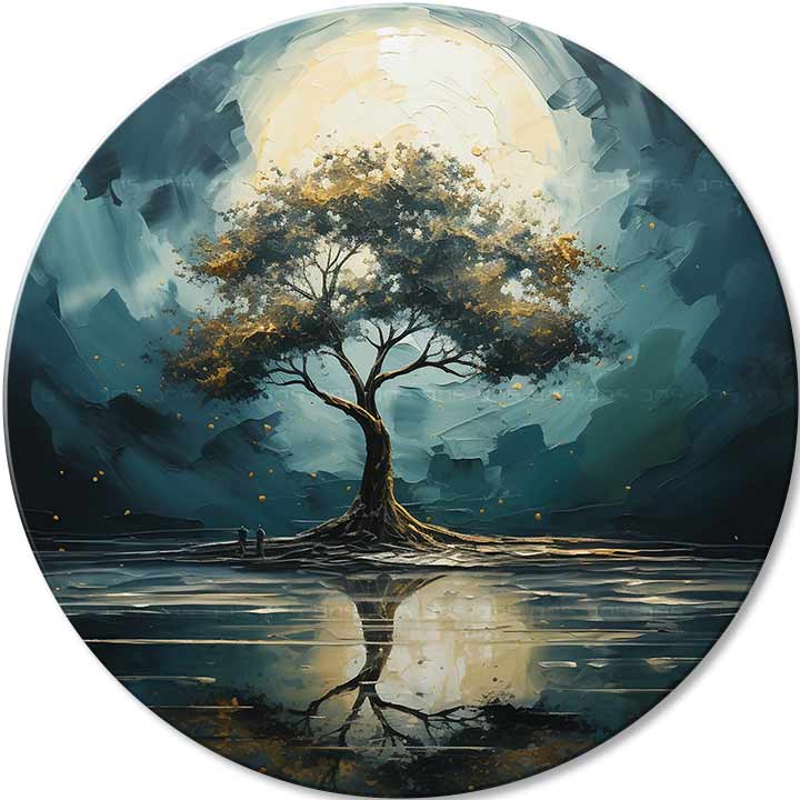 Στρογγυλές ζωγραφιές με ακρυλικό Αντικατοπτρισμοί της φύσης | διαφορετικές διαστάσεις