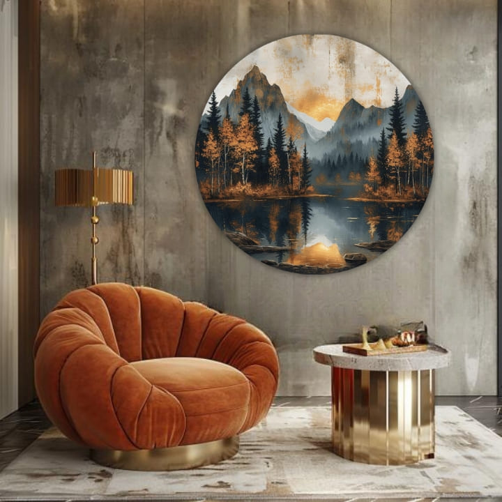 Στρογγυλές ζωγραφιές με ακρυλικό Λυκόφως σε μια ήσυχη κοιλάδα | διαφορετικές διαστάσεις