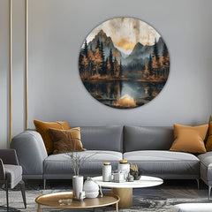 Στρογγυλές ζωγραφιές με ακρυλικό Λυκόφως σε μια ήσυχη κοιλάδα | διαφορετικές διαστάσεις