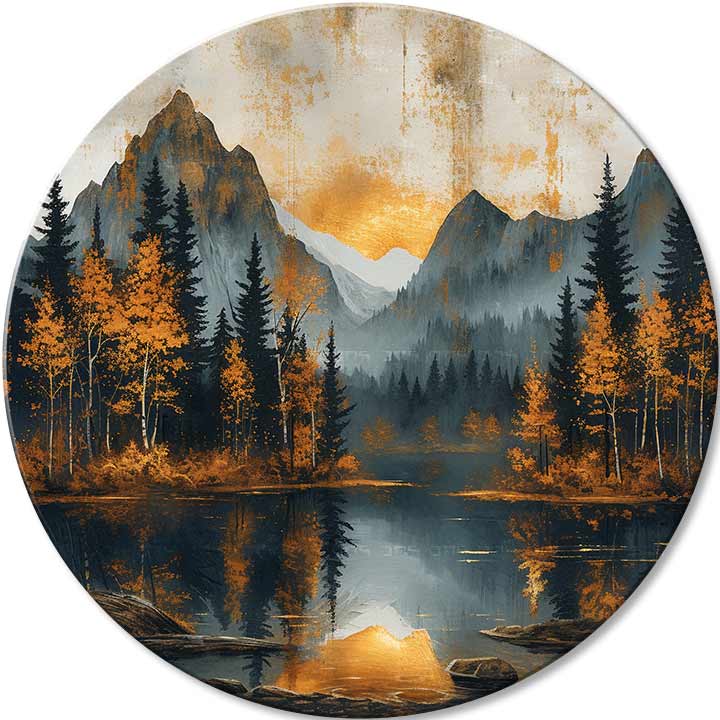 Στρογγυλές ζωγραφιές με ακρυλικό Λυκόφως σε μια ήσυχη κοιλάδα | διαφορετικές διαστάσεις