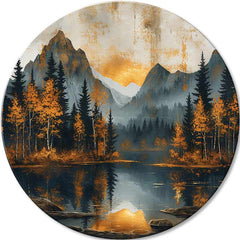 Στρογγυλές ζωγραφιές με ακρυλικό Λυκόφως σε μια ήσυχη κοιλάδα | διαφορετικές διαστάσεις