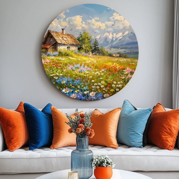 Στρογγυλές ζωγραφιές με ακρυλικό Mountain Cottage