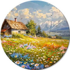 Στρογγυλοί ακρυλικοί πίνακες Mountain Cottage