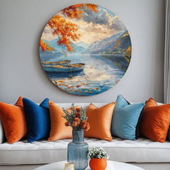 Στρογγυλές ζωγραφιές με ακρυλικό Η ηρεμία της λίμνης