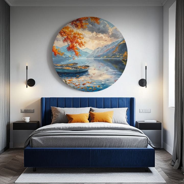 Στρογγυλές ζωγραφιές με ακρυλικό Η ηρεμία της λίμνης