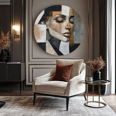 Στρογγυλές ζωγραφιές με ακρυλικό Αφηρημένο πρόσωπο