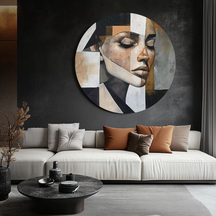 Στρογγυλές ζωγραφιές με ακρυλικό Αφηρημένο πρόσωπο