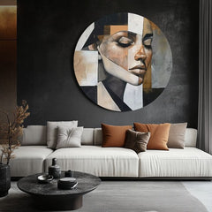 Στρογγυλές ζωγραφιές με ακρυλικό Αφηρημένο πρόσωπο