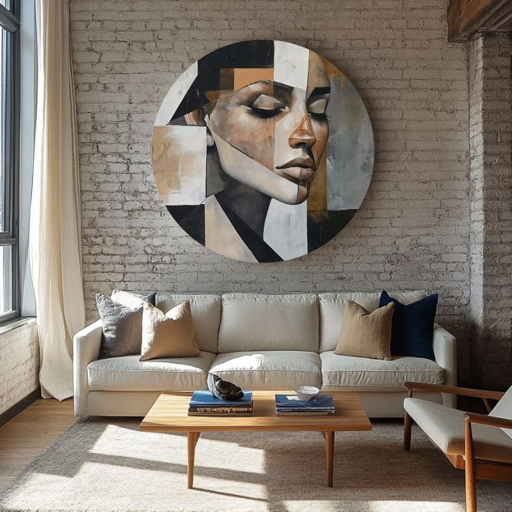 Στρογγυλές ζωγραφιές με ακρυλικό Αφηρημένο πρόσωπο