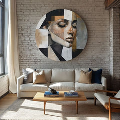 Στρογγυλές ζωγραφιές με ακρυλικό Αφηρημένο πρόσωπο