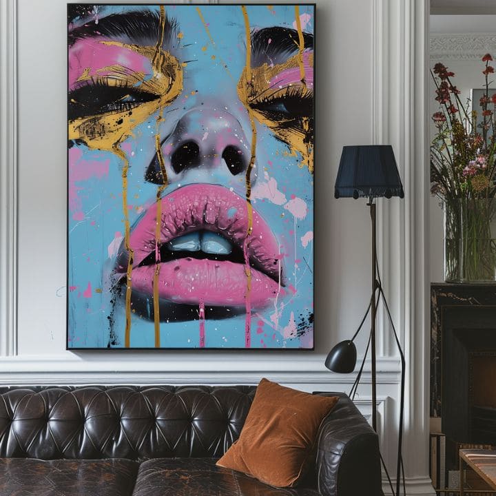Εικόνα NEON LIPS σε καμβά | Ακρυλικό λεπτομέρειες