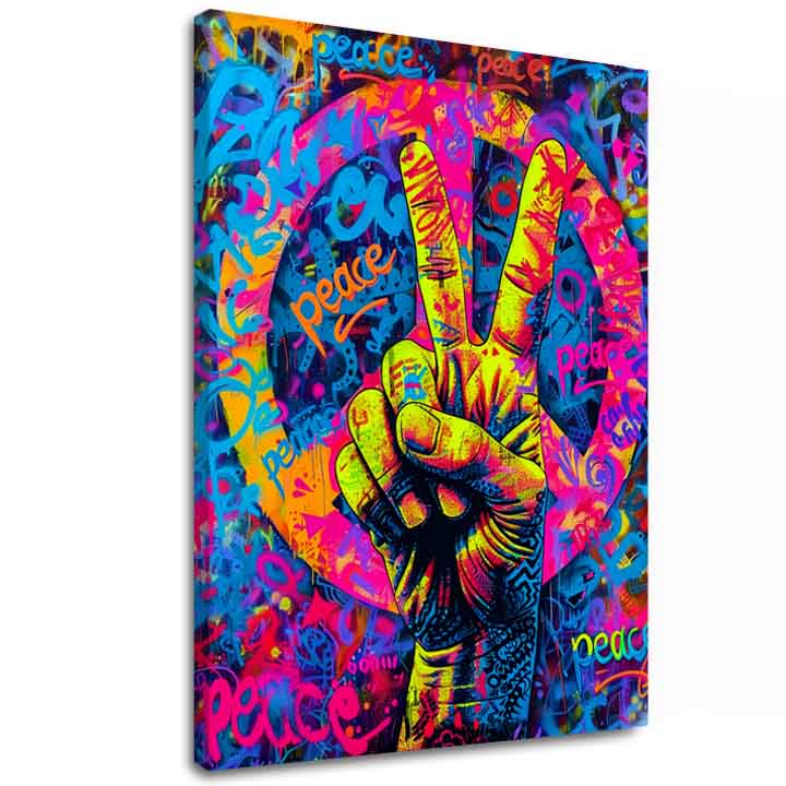 Εικόνα PEACE SIGN σε καμβά | Ακρυλικό λεπτομέρειες