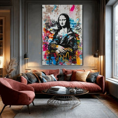 Εικόνα GRAFFITI MONA σε καμβά | Ζωγραφισμένη δομή