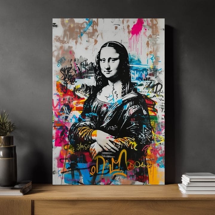 Εικόνα GRAFFITI MONA σε καμβά | Ζωγραφισμένη δομή