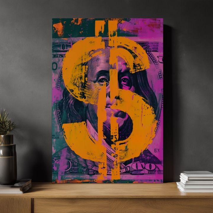 Εικόνα MONEY BENJAMIN σε καμβά | Ζωγραφισμένη δομή