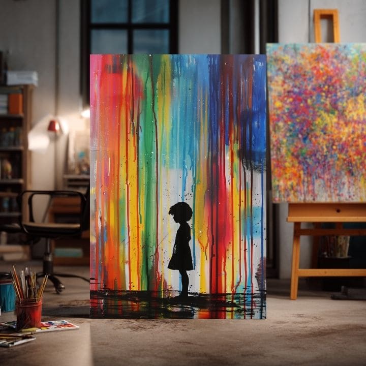 Εικόνα RAINBOW SILHOUETTE σε καμβά | Ζωγραφισμένη δομή